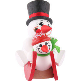 Räuchermännchen Cool-Men auf Schlitten, Doppelsitzer - Kugelräucherfigur - 12 cm