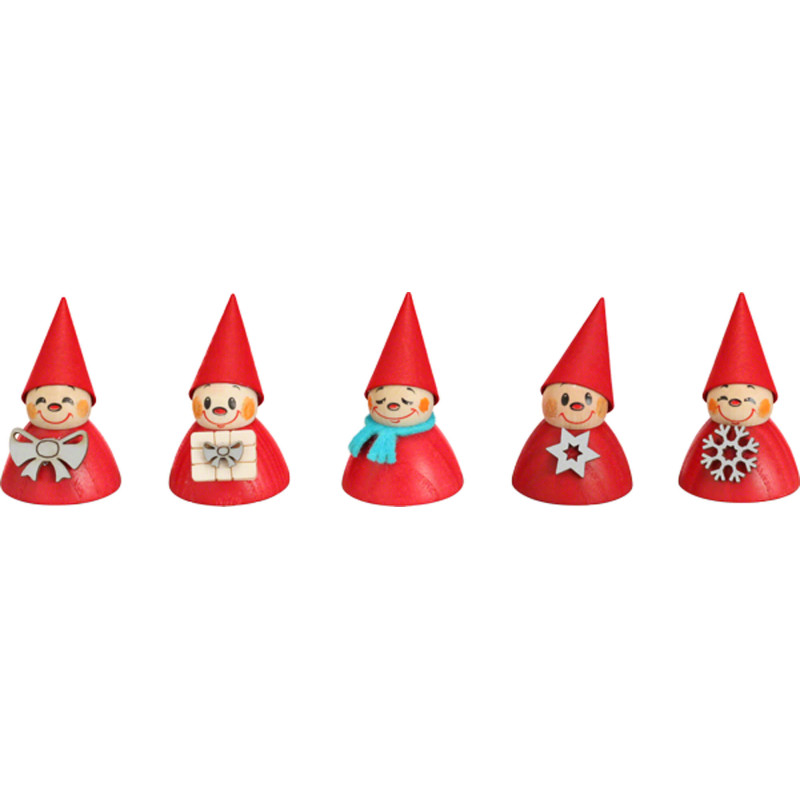 Christmas-Teeter, Set of Five, 4 cm / 1.6 inch
