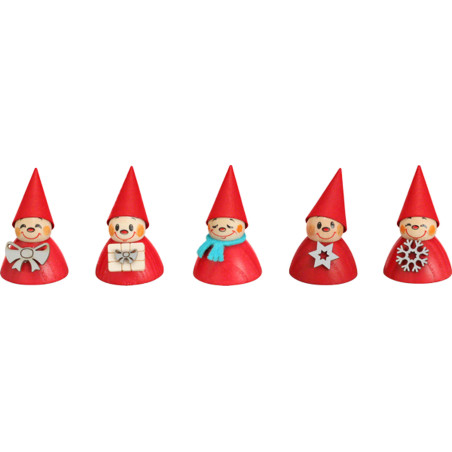 Christmas-Teeter, Set of Five, 4 cm / 1.6 inch