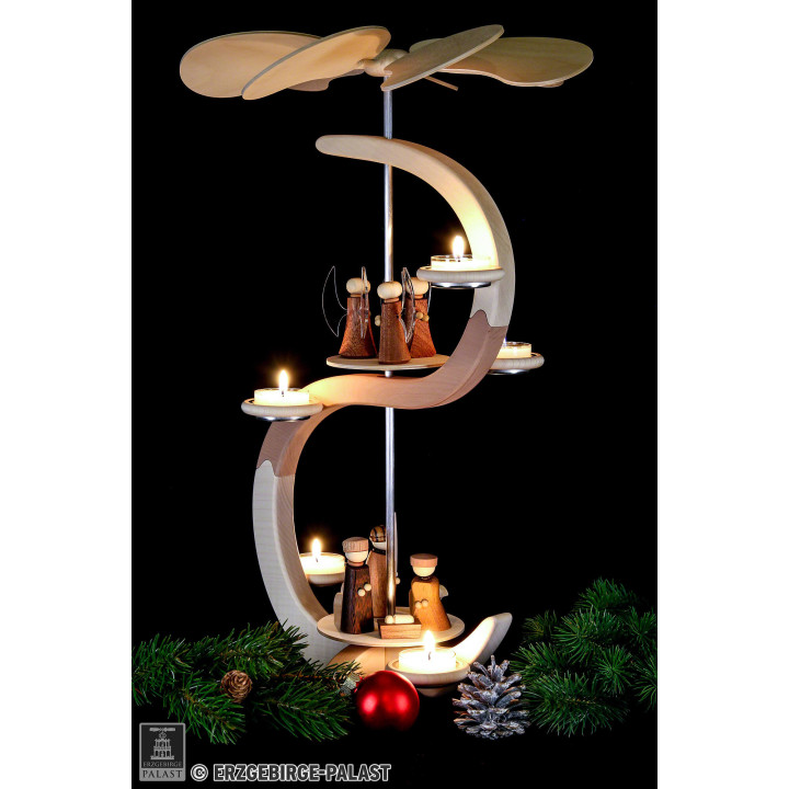 2-stöckige Pyramide - S-Form - Christi Geburt und Engel - 46 cm