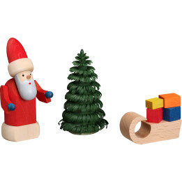 Weihnachtsmann mit Schlitten - 8 cm