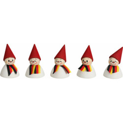German Fan - Teeter with Scarf, Set of Five - 4 cm / 1.6 inch