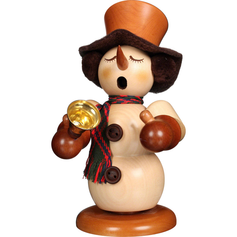 Räuchermännchen Schneemann mit Glocke natur - 23 cm