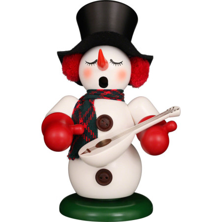 Räuchermännchen Schneemann mit Laute - 23,5 cm