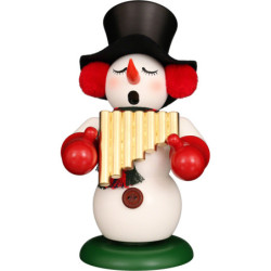 Räuchermännchen Schneemann mit Panflöte - 24 cm