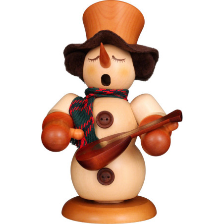 Räuchermännchen Schneemann mit Laute natur - 23,5 cm