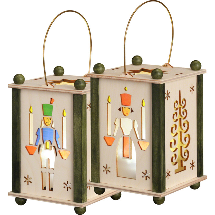 Lantern Santa Angel & Miner - 21 cm / 8 inch
