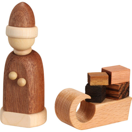 Santa with Sledge - 8 cm / 3.1 inch