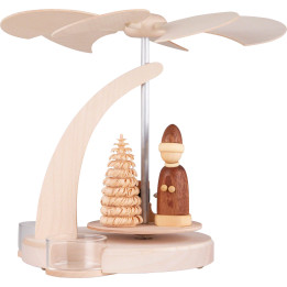 1-stöckige Pyramide Weihnachtsmann mit Schlitten natur - 18 cm