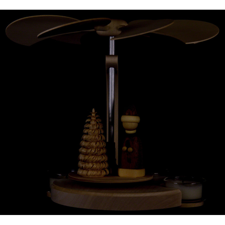 1-stöckige Pyramide Weihnachtsmann mit Schlitten natur - 18 cm