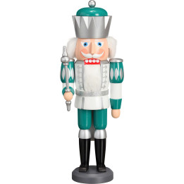 Nussknacker König Exklusiv weiß-silber-minttürkis - 40 cm