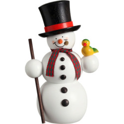 Räuchermännchen Schneemann mit Vogel  - 15 cm