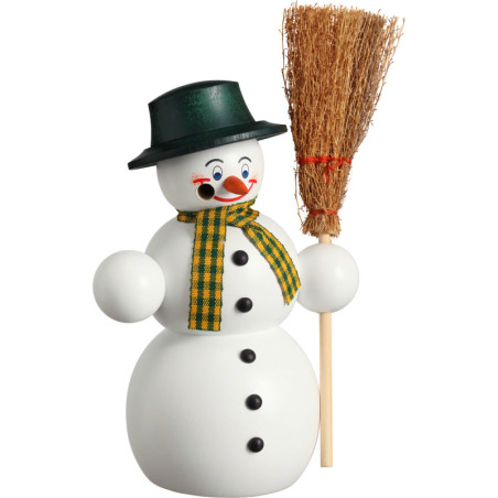 Räuchermännchen Schneemann mit Besen - 16 cm