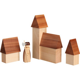 Nachtwächterwichtel mit Stadtszene - 15 cm