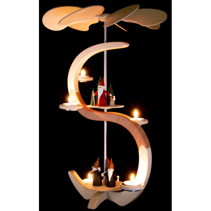 2-stöckige Pyramide S-Form Bergwichtel und Weihnachtswichtel - 46 cm