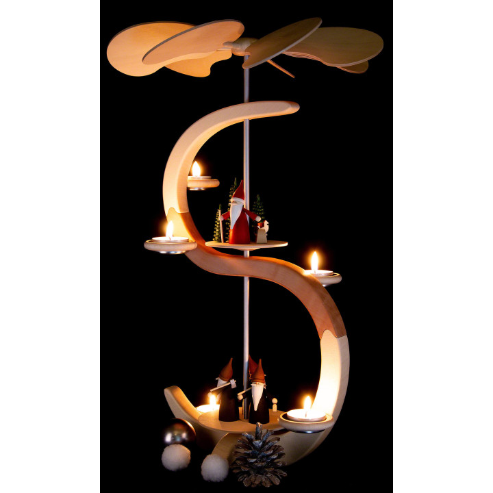 2-stöckige Pyramide S-Form Bergwichtel und Weihnachtswichtel - 46 cm