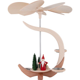 1-stöckige Pyramide C-Form Weihnachtswichtel mit Schlitten - 30 cm