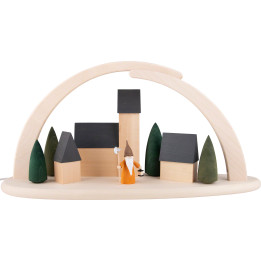 Leuchterbogen - Stadt mit Nachtwächterwichtel - 42x21 cm