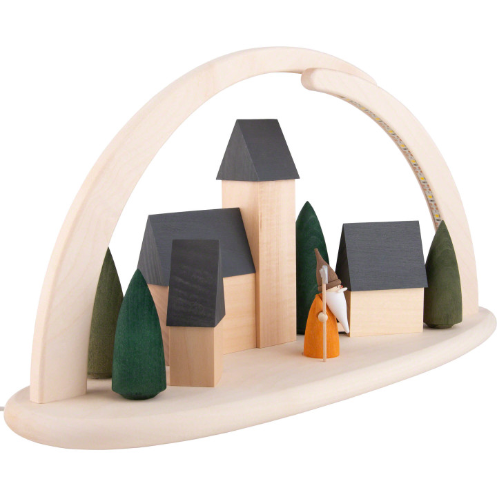Modern Light Arch - Town with Nightwatchman Gnome - 42x21 cm / 16.5x8.3 inch