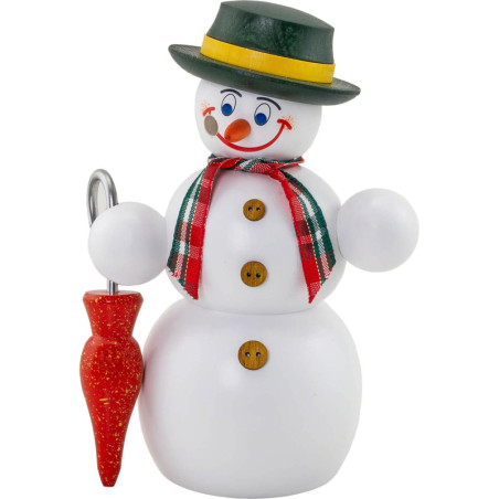 Smoker - Snowman with Umbrella - 15 cm / 5.9 inch