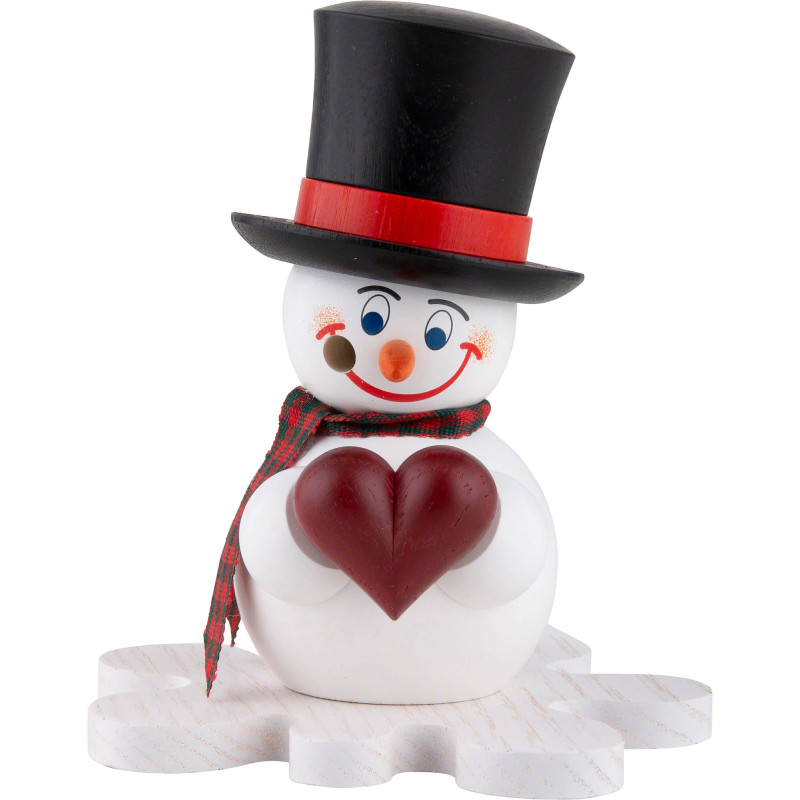 Räuchermännchen Schneemann Romeo mit Herz - Exklusiv - 12 cm