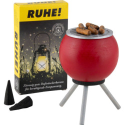 Smoker - BBQ with Sausages Red plus one pack of incense - 10 cm / 3.9 inch