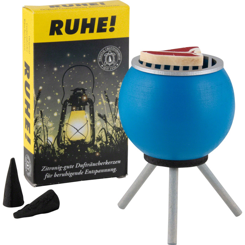 Set Räucher-Grill mit Steaks, blau und eine Packung Räucherkerzen - 10 cm