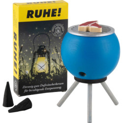 Smoker - BBQ with Steaks Blue plus one pack of incense - 10 cm / 3.9 inch