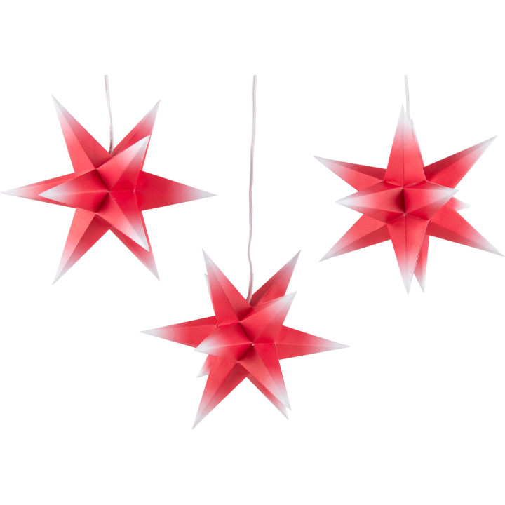 Marienberger Moravian Star Set of Three - Red-White - incl. Lighting - 17 cm / 6.7 inch