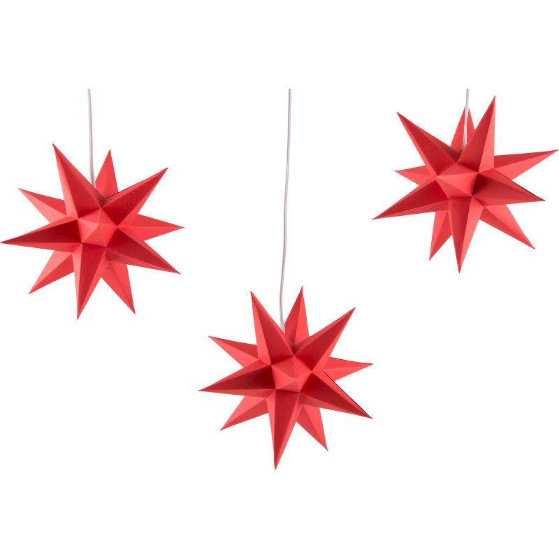 Marienberger Adventsstern 3er-Set rot inkl. Beleuchtung - 17 cm