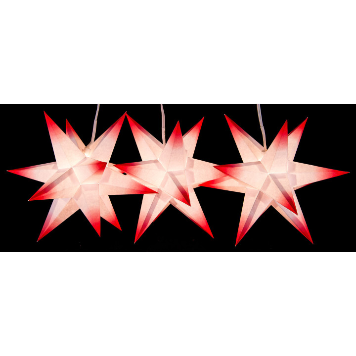 Marienberger Moravian Star Set of Three - White-Red - incl. Lighting - 17 cm / 6.7 inch