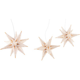 Marienberger Moravian Star Set of Three White with Golden Lines incl. Lighting - 17 cm / 6.7 inch