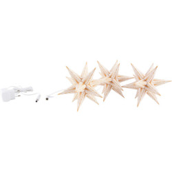 Marienberger Adventsstern 3er-Set weiß mit goldenen Linien inkl. Beleuchtung - 17 cm