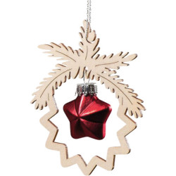 Christbaumschmuck Glasstern in Zweig rot - 8,5 cm