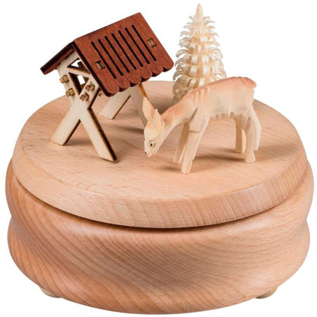 Music Box - Deer with Manger - 12 cm / 4.7 inch