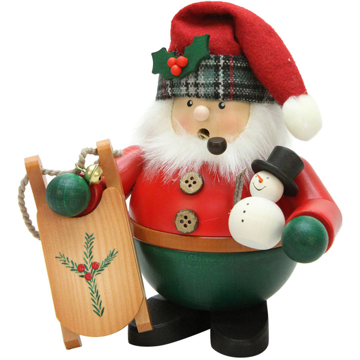 Räuchermännchen Weihnachtsmann mit Schlitten - 15,5 cm