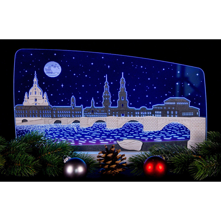 Motivleuchte "Dresden bei Nacht" - 47x22 cm