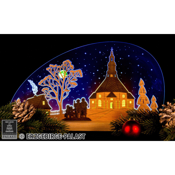 Motivleuchte "Seiffner Kirche" - 47x22 cm