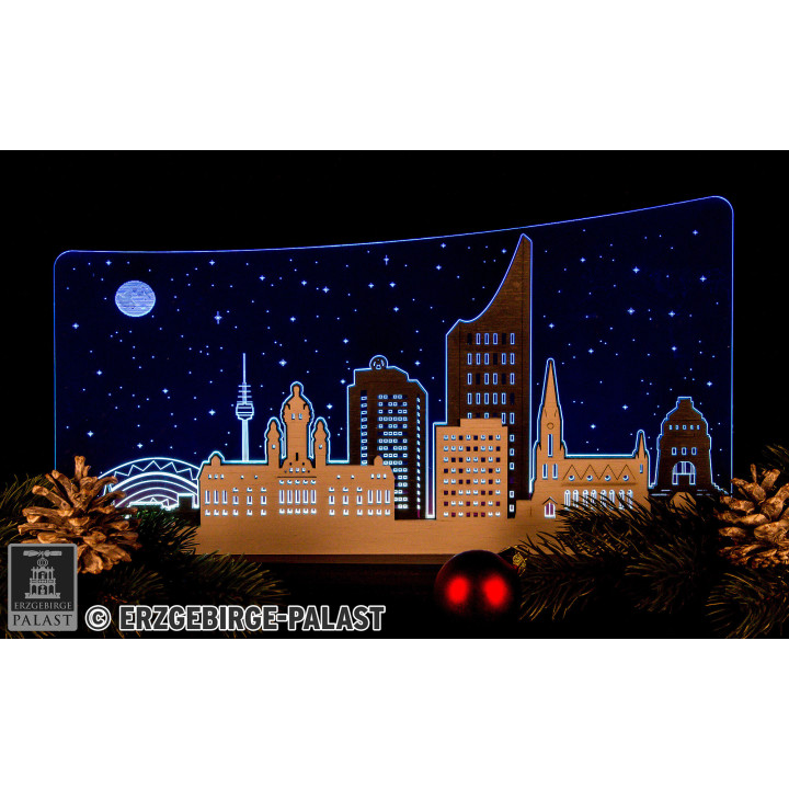 Motive Light "Leipzig Panorama" - 47x23 cm / 18.5x9 inch
