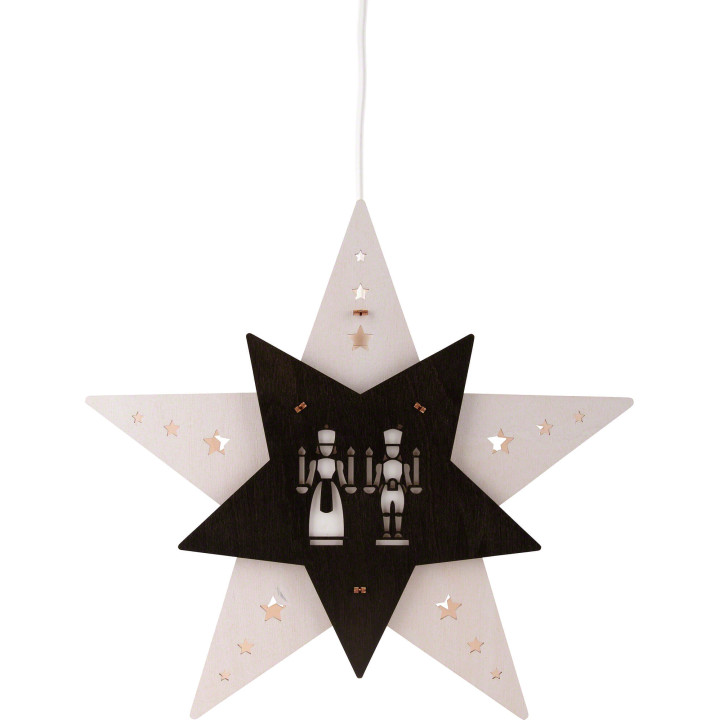 Window Picture Star "Angel and Miner" White/Brown - 29 cm / 11.4 inch