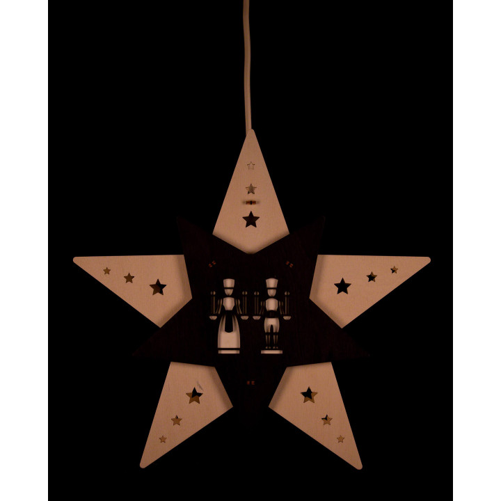 Window Picture Star "Angel and Miner" White/Brown - 29 cm / 11.4 inch