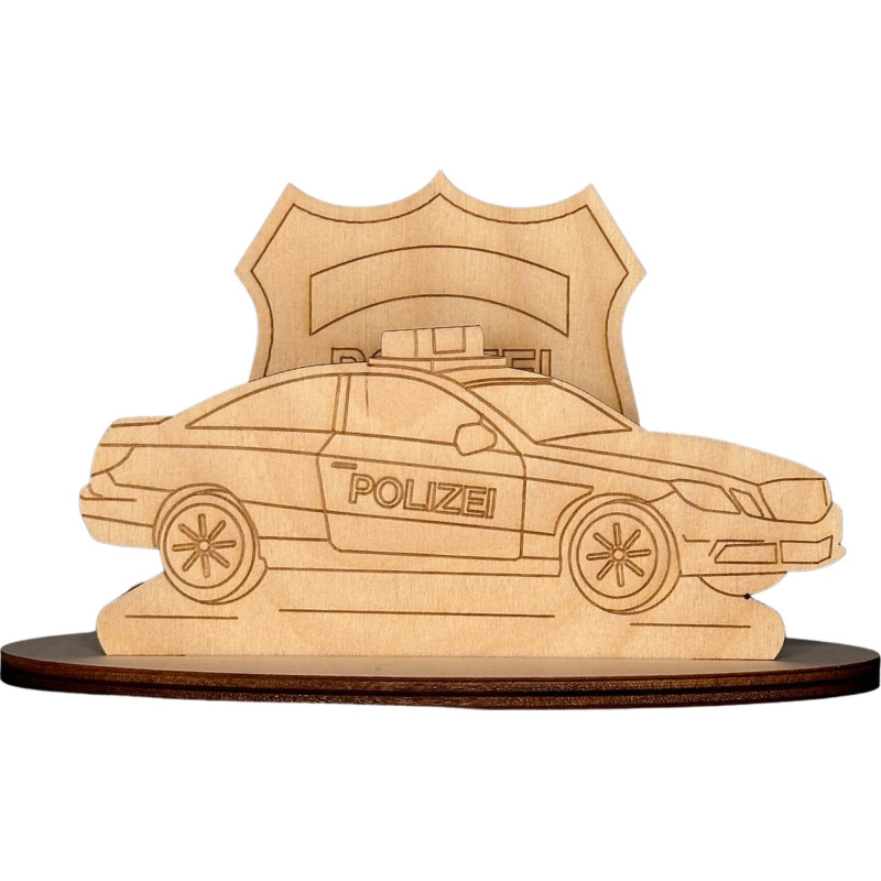 Bastelset Polizeiauto mit Abzeichen - 9 cm