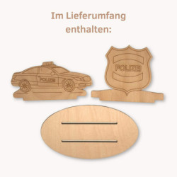 Handicraft Set - Police Car with Badge - 9 cm / 3.5 inch