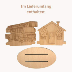 Handicraft Set - Fire Engine with House - 9 cm / 3.5 inch