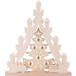 Lichterspitze "Weihnachtsbaum mit goldenen Kugeln" - 38x44 cm