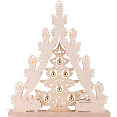Lichterspitze "Weihnachtsbaum mit goldenen Kugeln" - 38x44 cm