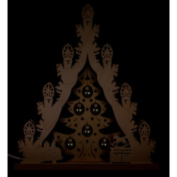 Lichterspitze "Weihnachtsbaum mit goldenen Kugeln" - 38x44 cm