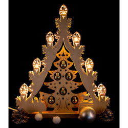 Lichterspitze "Weihnachtsbaum mit goldenen Kugeln" - 38x44 cm