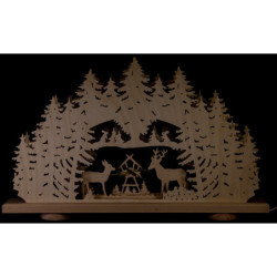 Schwibbogen "Futterkrippe" mit Naturheu - 52x32x6 cm