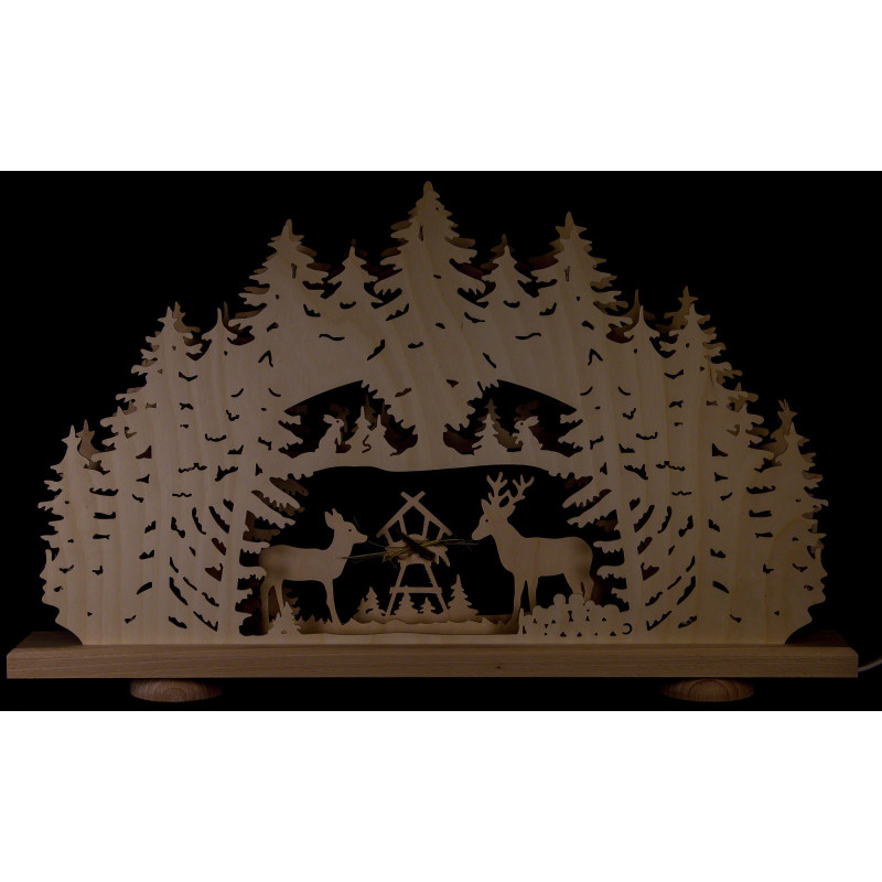 Schwibbogen "Futterkrippe" mit Naturheu - 52x32x6 cm